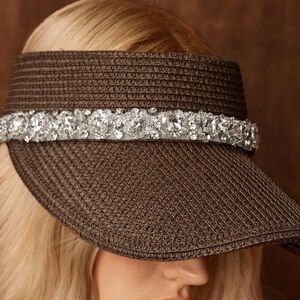 🆕 Straw Rhinestone and Sequin Sun Visor